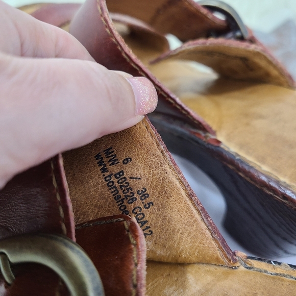 Born Tinari Brown Leather Heeled Sandals buckle strap size 6 - Picture 6 of 7